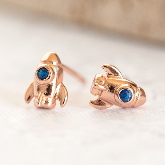 Rose Gold Rocketship Studs (S925) - Only 2 left! - Picture 5 of 7